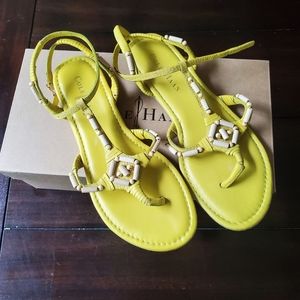 Cole Haan neon green flat sandals, size 7 M